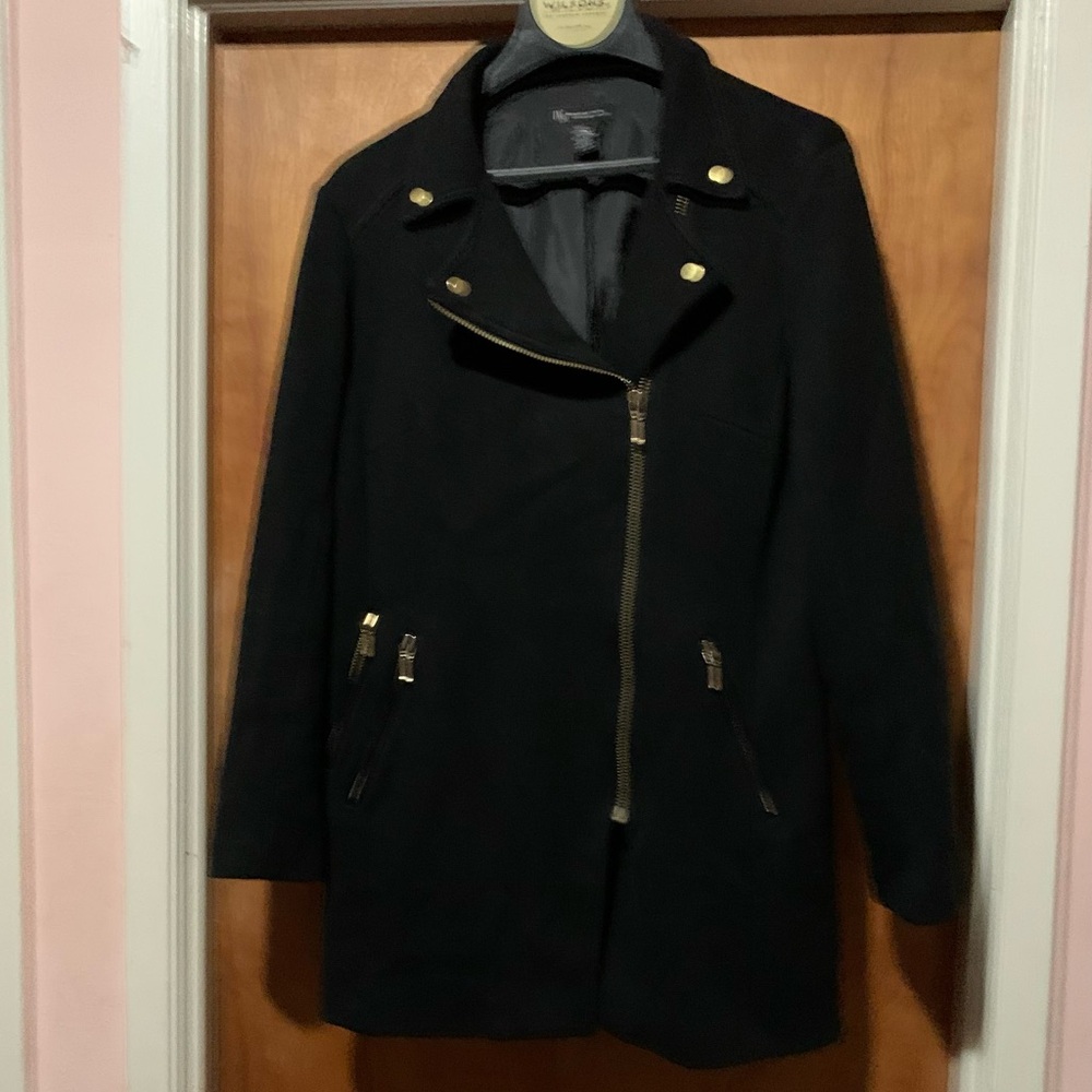 Women's Black Coat with Gold Accents
